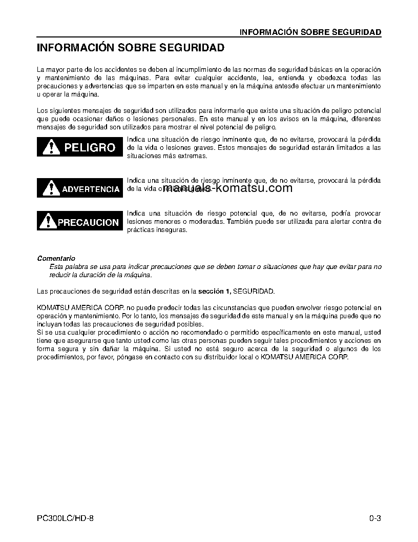 Protected: PC300HD-8(USA) S/N A87001-UP Operation manual (Spanish)