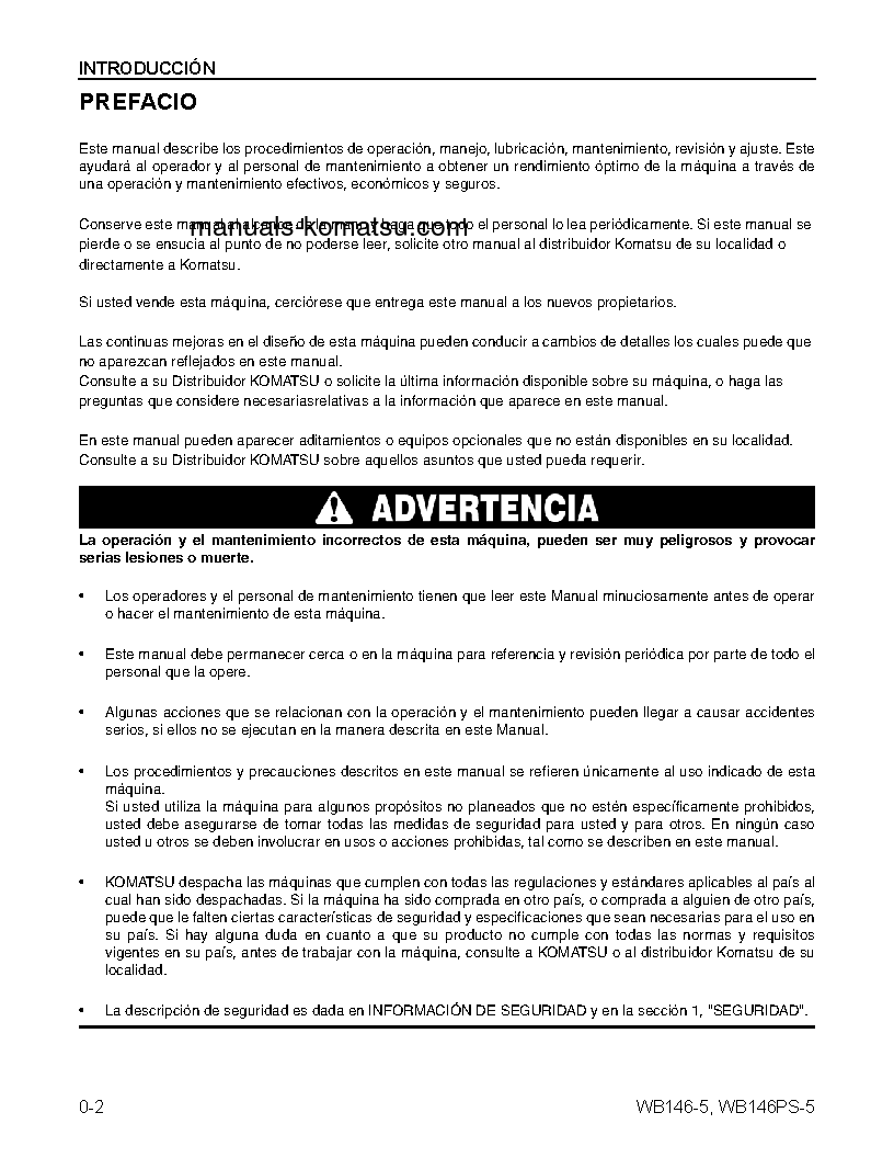 Protected: WB146-5(USA) S/N A23001-UP Operation manual (Spanish)