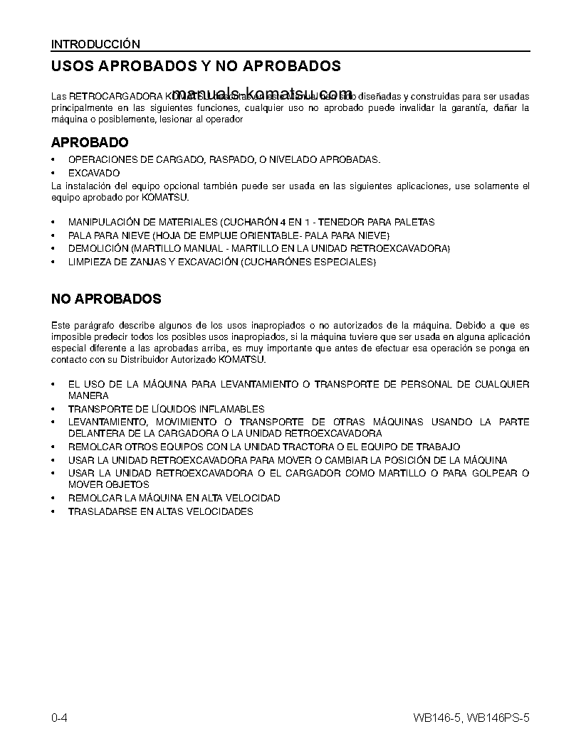 Protected: WB146-5(USA) S/N A23001-UP Operation manual (Spanish)