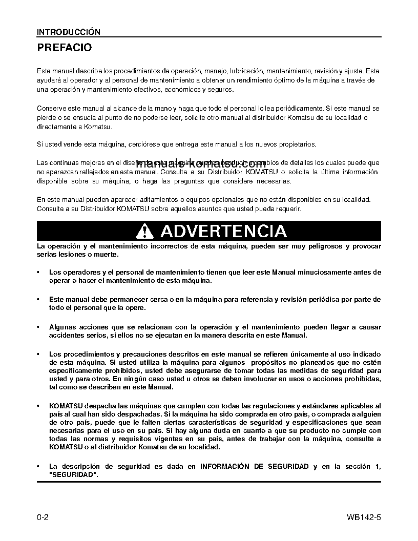 Protected: WB142-5(USA) S/N A13001-UP Operation manual (Spanish)