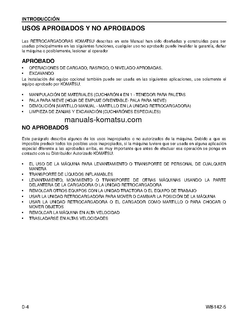 Protected: WB142-5(USA) S/N A13001-UP Operation manual (Spanish)