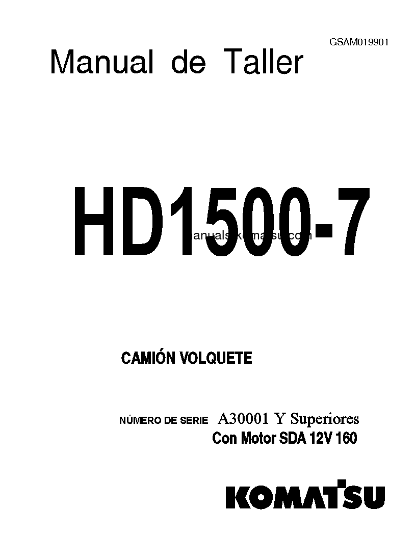 HD1500-7(USA)-W/ SDA12V160 S/N A30076-A30077 Shop (repair) manual (Spanish)