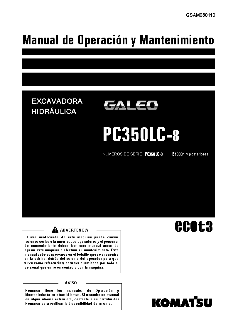 PC350LC-8(BRA) S/N B10001-UP Operation manual (Spanish)