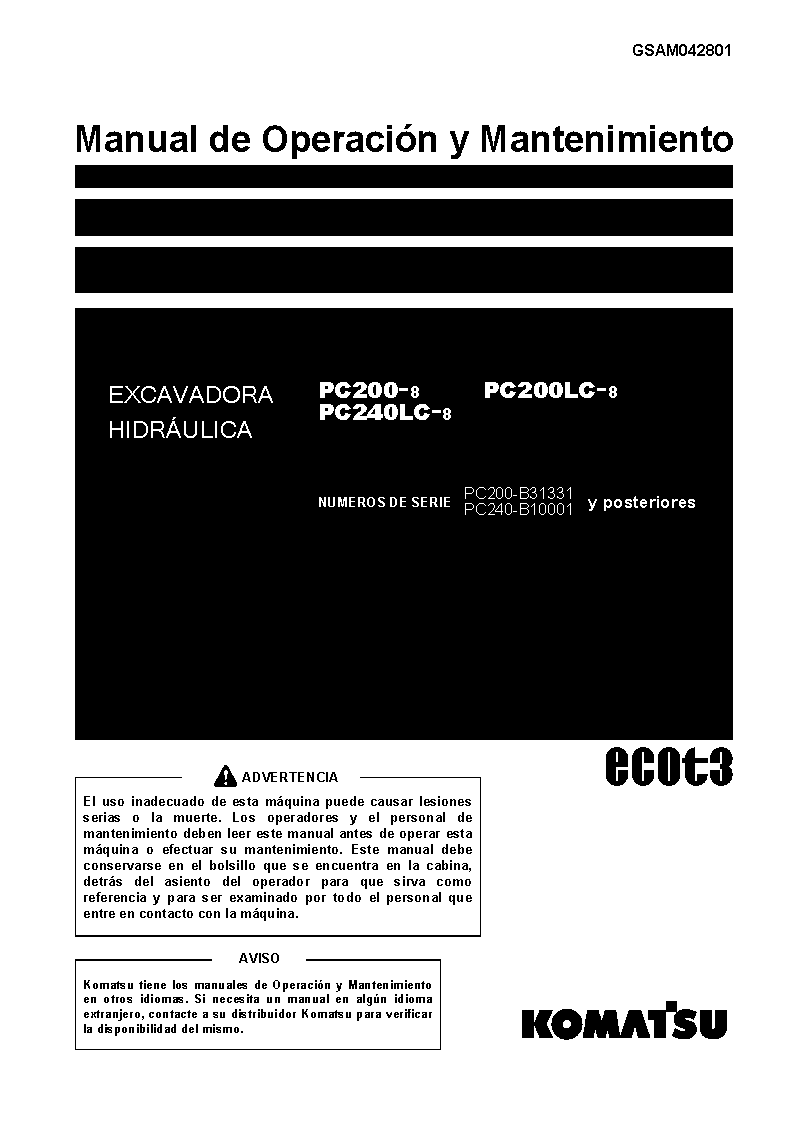 PC200-8(BRA) S/N B31331-UP Operation manual (Spanish)