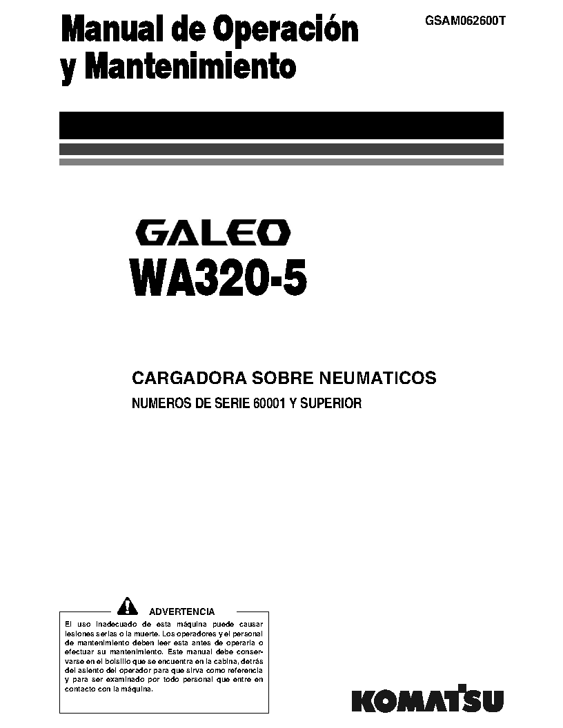 WA320-5(JPN) S/N 60001-UP Operation manual (Spanish)