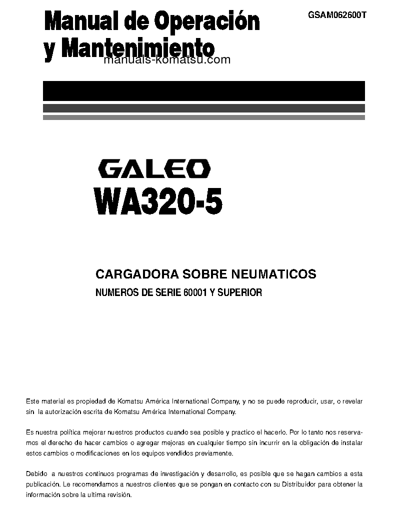 Protected: WA320-5(JPN) S/N 60001-UP Operation manual (Spanish)