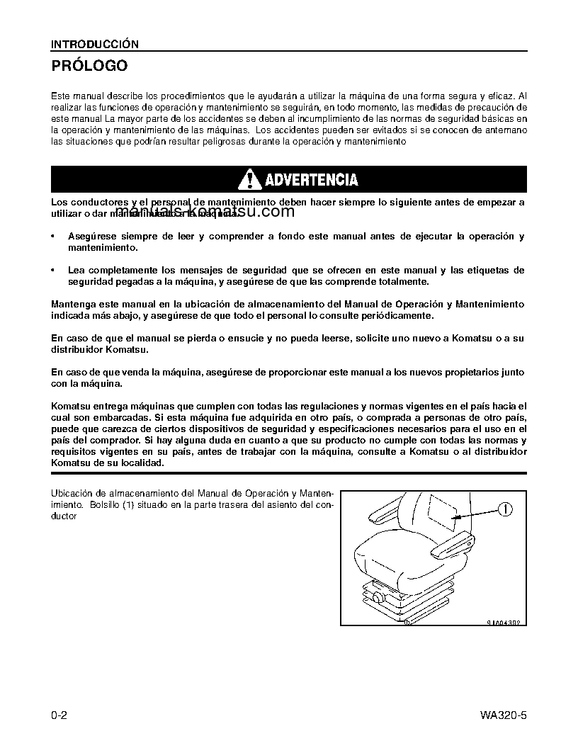 Protected: WA320-5(JPN) S/N 60001-UP Operation manual (Spanish)