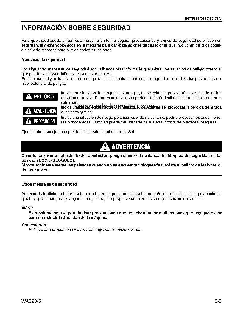 Protected: WA320-5(JPN) S/N 60001-UP Operation manual (Spanish)