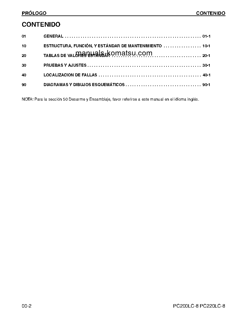 Protected: PC220LC-8(USA) S/N A88001-UP Shop (repair) manual (Spanish)
