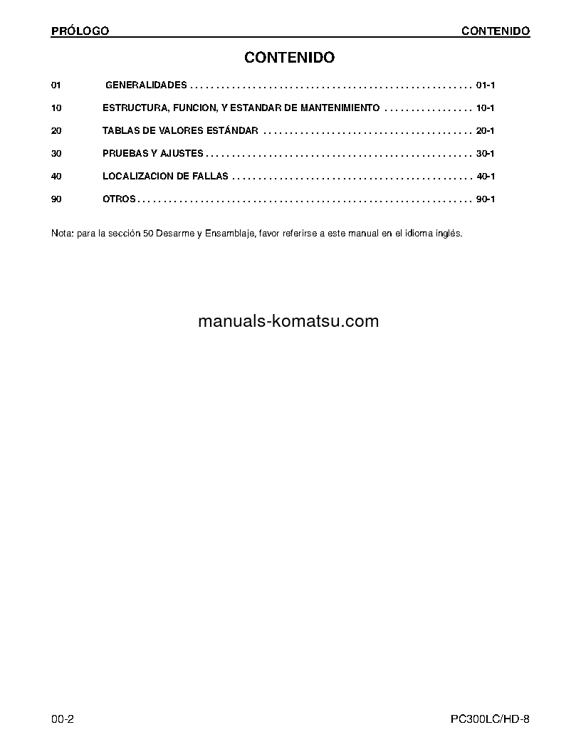 Protected: PC300HD-8(USA) S/N A87001-UP Shop (repair) manual (Spanish)