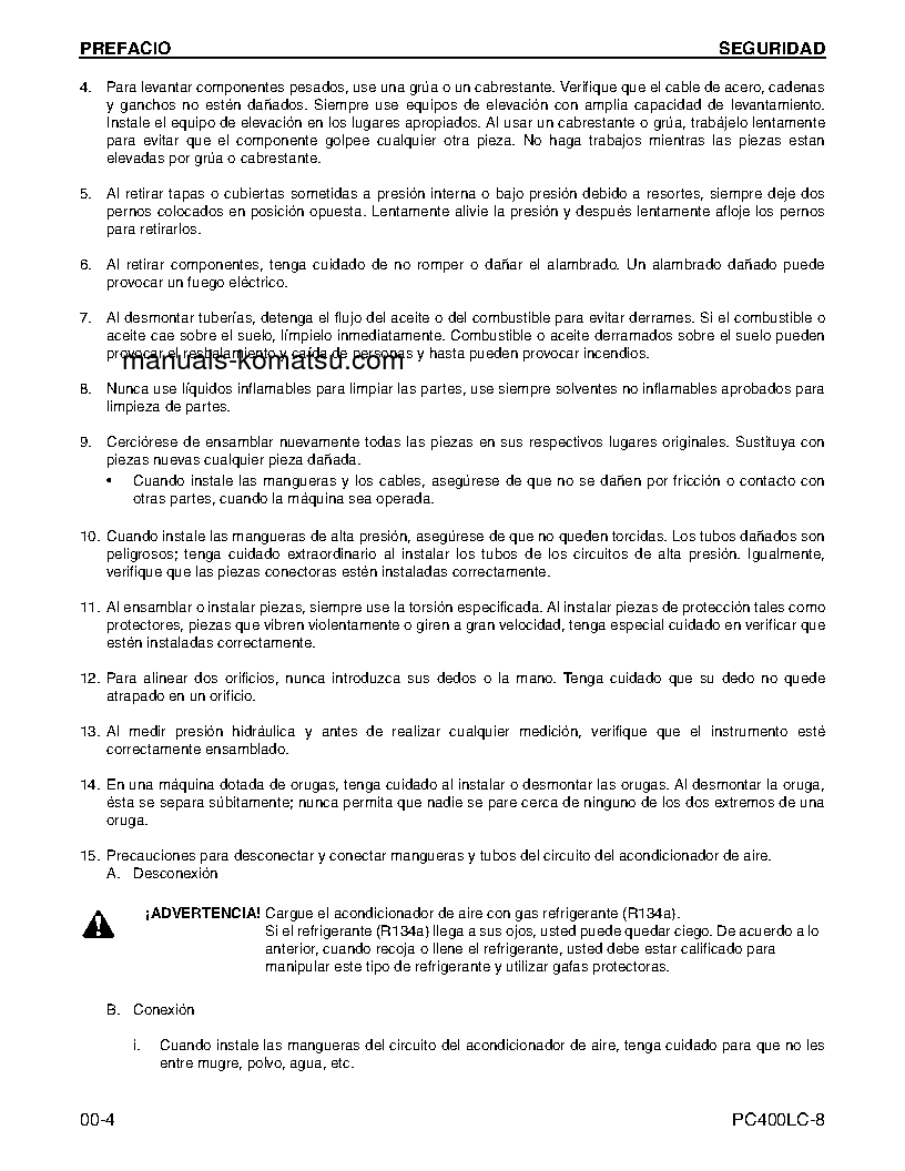 Protected: PC400LC-8(USA) S/N A88001-UP Shop (repair) manual (Spanish)