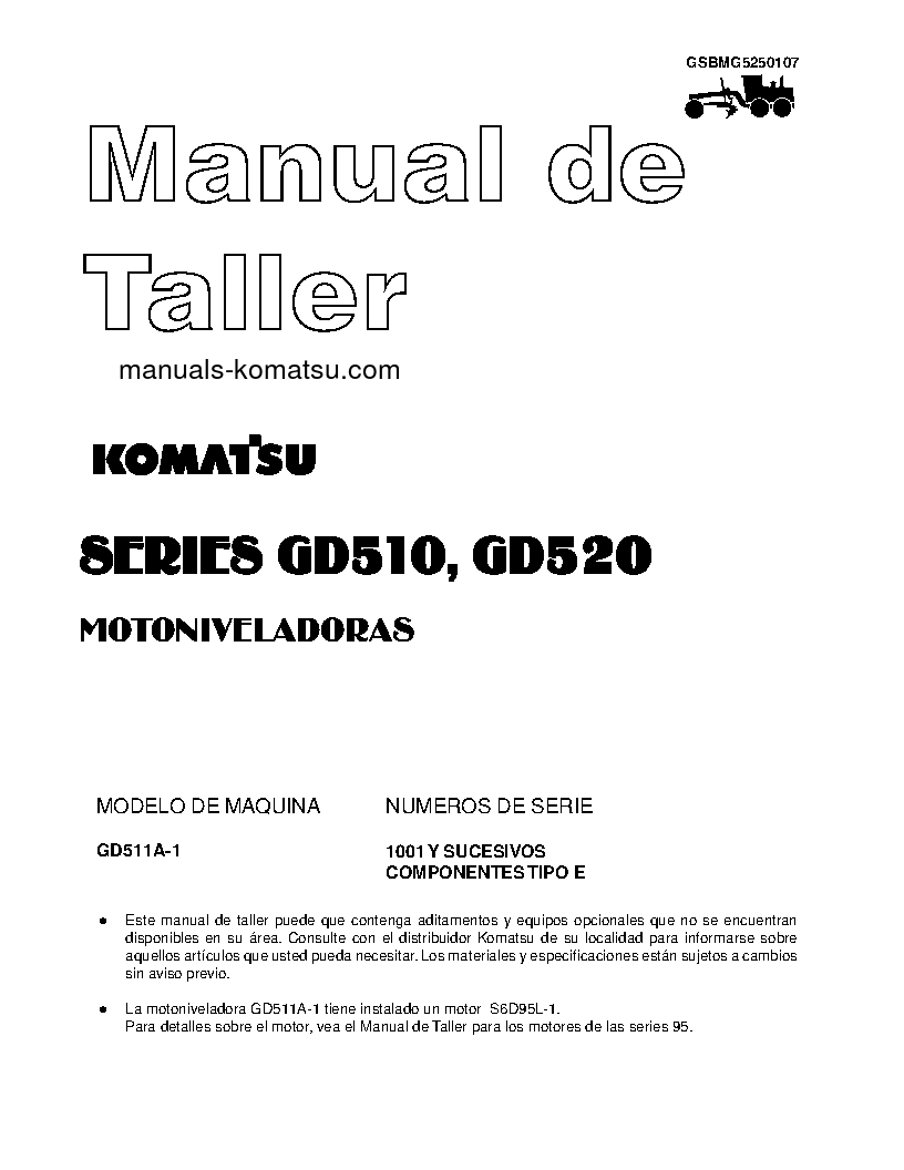GD511A-1(JPN) S/N 10001-UP Shop (repair) manual (Spanish)