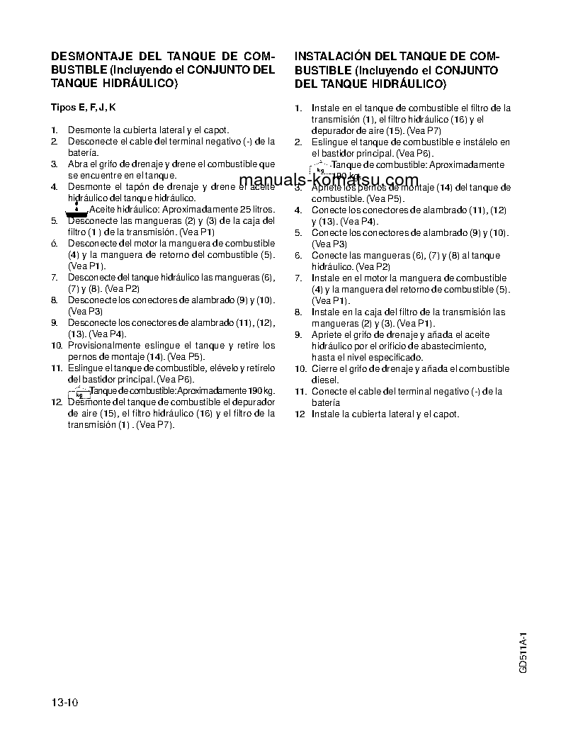 Protected: GD511A-1(JPN) S/N 10001-UP Shop (repair) manual (Spanish)