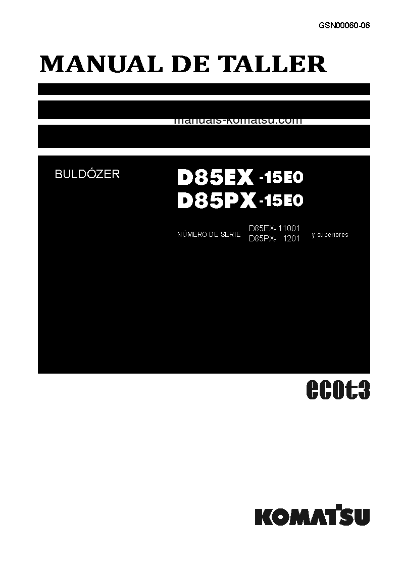 D85PX-15(JPN)-E0 S/N 1201-UP Shop (repair) manual (Spanish)
