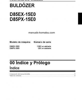 D85PX-15(JPN)-E0 S/N 1201-UP Shop (repair) manual (Spanish)