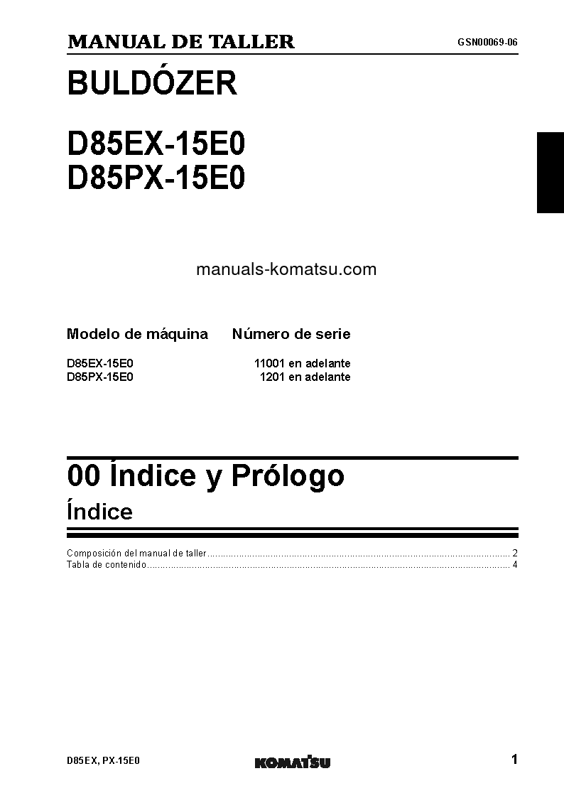 Protected: D85PX-15(JPN)-E0 S/N 1201-UP Shop (repair) manual (Spanish)