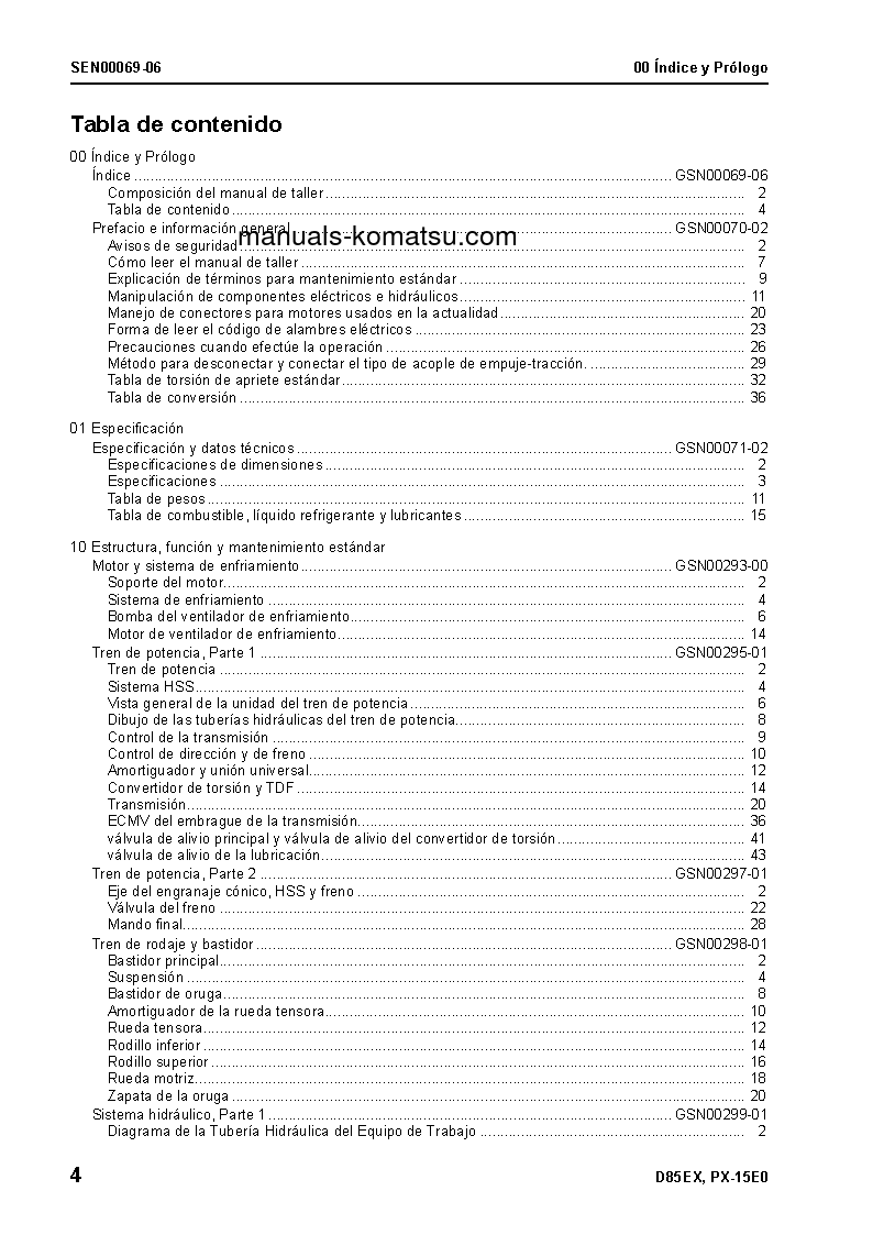 Protected: D85PX-15(JPN)-E0 S/N 1201-UP Shop (repair) manual (Spanish)