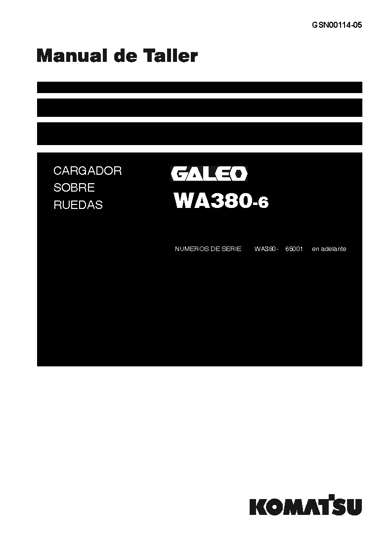 WA380-6(JPN) S/N 65001-UP Shop (repair) manual (Spanish)