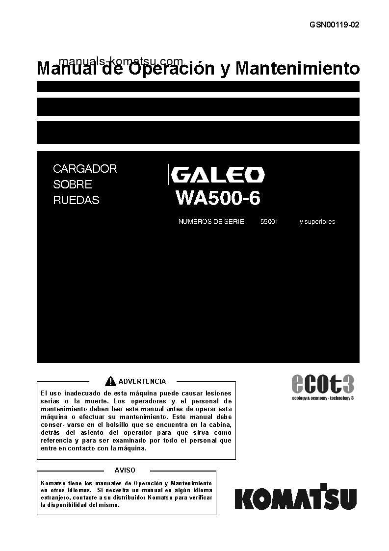 WA500-6(JPN) S/N 55001-UP Operation manual (Spanish)