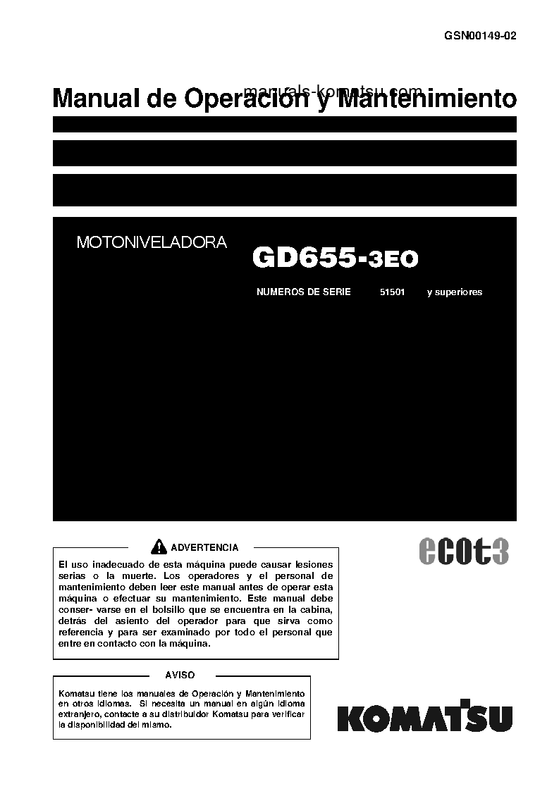 GD655-3(JPN)-E0 S/N 51501-UP Operation manual (Spanish)