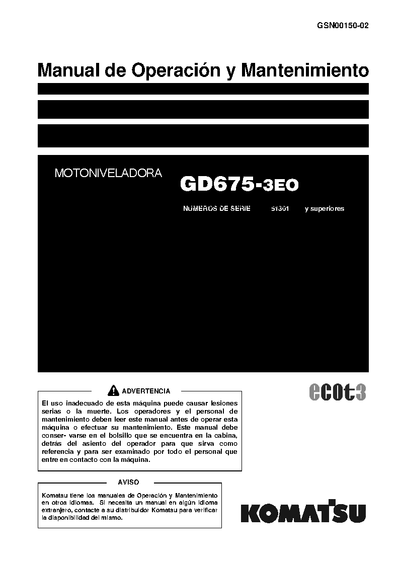 GD675-3(JPN)-E0 S/N 51301-UP Operation manual (Spanish)