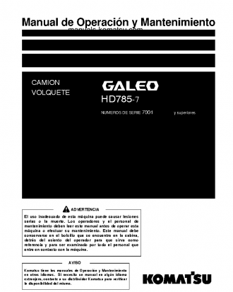HD785-7(JPN) S/N 7001-UP Operation manual (Spanish)