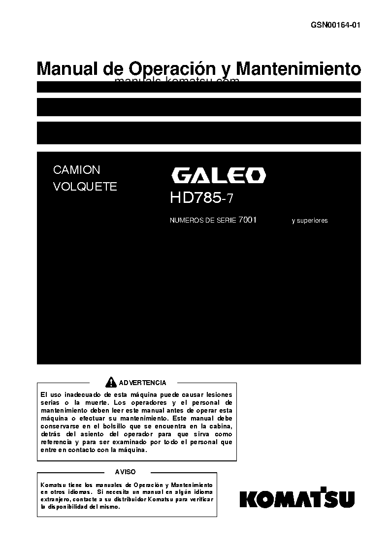 HD785-7(JPN) S/N 7001-UP Operation manual (Spanish)