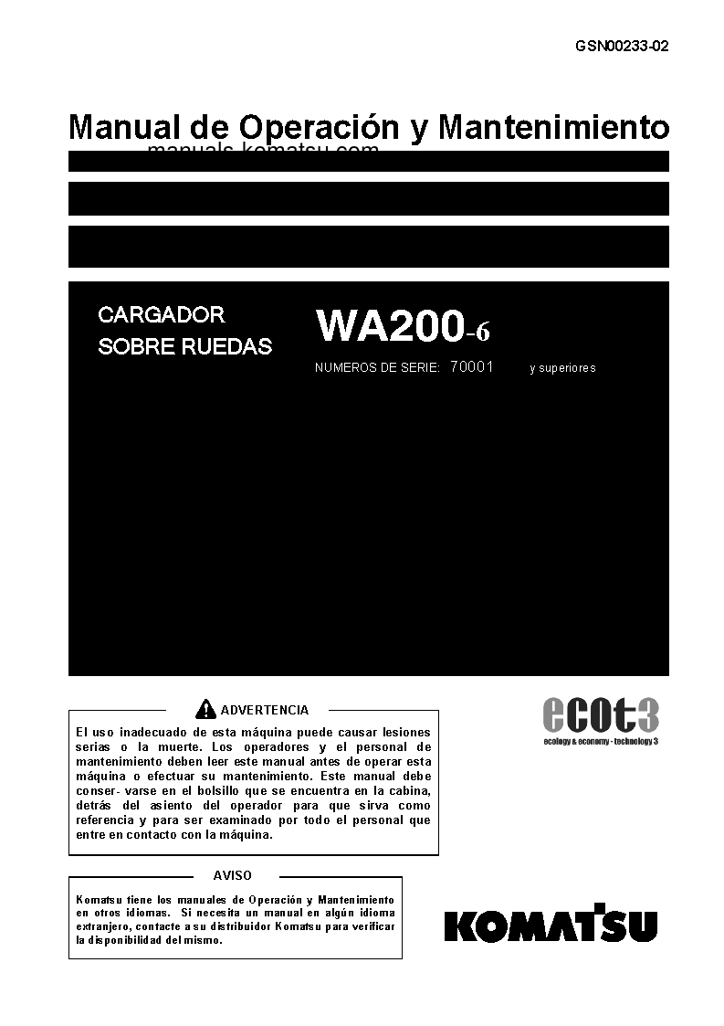 WA200-6(JPN) S/N 70001-UP Operation manual (Spanish)