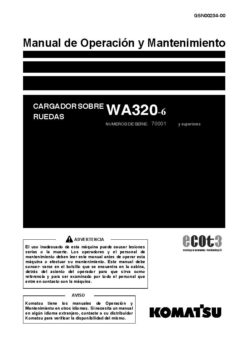 WA320-6(JPN) S/N 70001-UP Operation manual (Spanish)