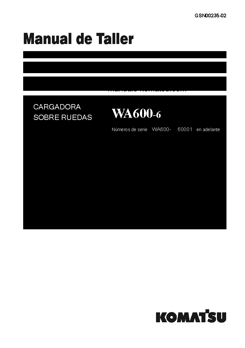 Protected: WA600-6(JPN) S/N 60001-UP Shop (repair) manual (Spanish)