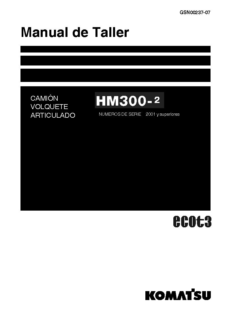 HM300-2(USA) S/N A11001-UP Shop (repair) manual (Spanish)