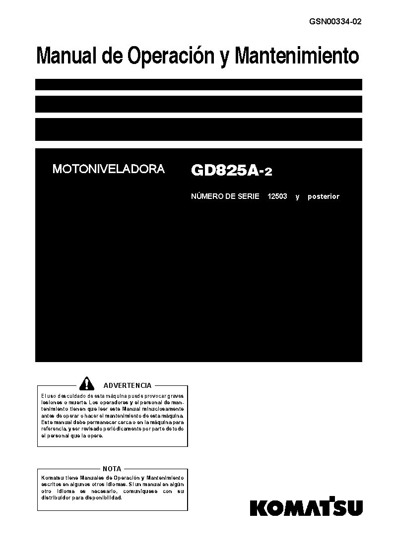 GD825A-2(JPN) S/N 12503-UP Operation manual (Spanish)