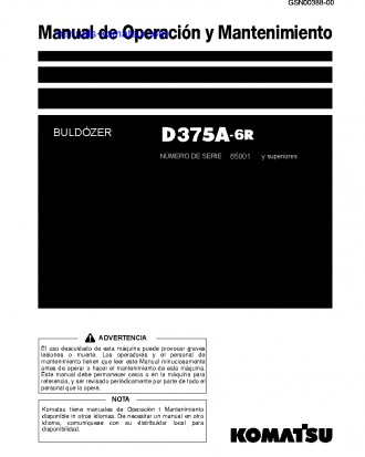 D375A-6(JPN)-R S/N 65001-UP Operation manual (Spanish)