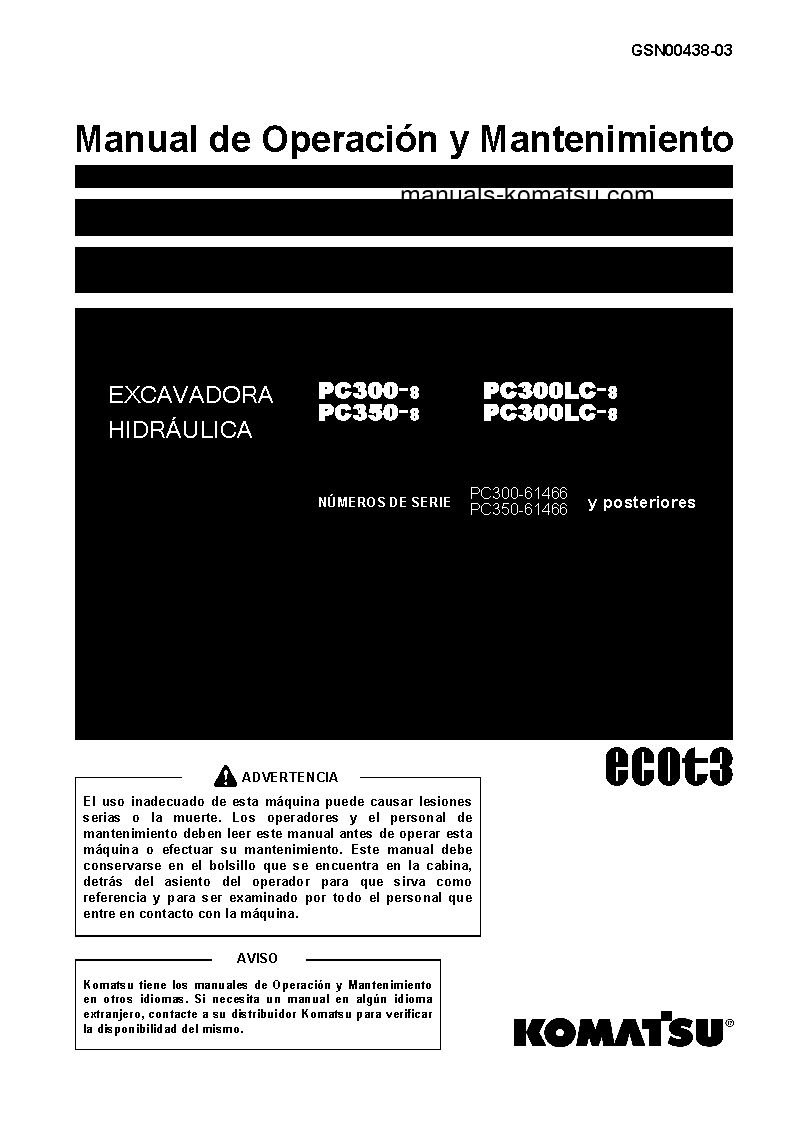 PC300LC-8(JPN) S/N 61466-UP Operation manual (Spanish)