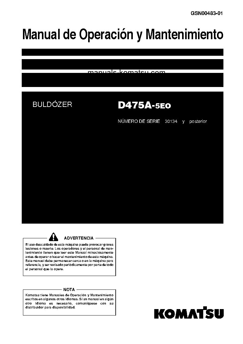 D475A-5(JPN)-E0 S/N 30134-UP Operation manual (Spanish)