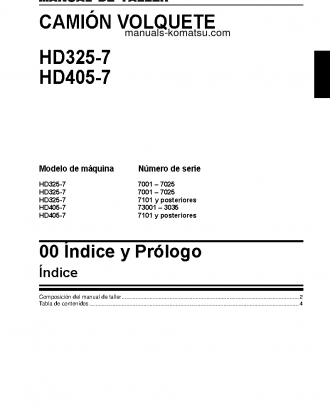 HD325-7(JPN) S/N 7001-7025 Shop (repair) manual (Spanish)