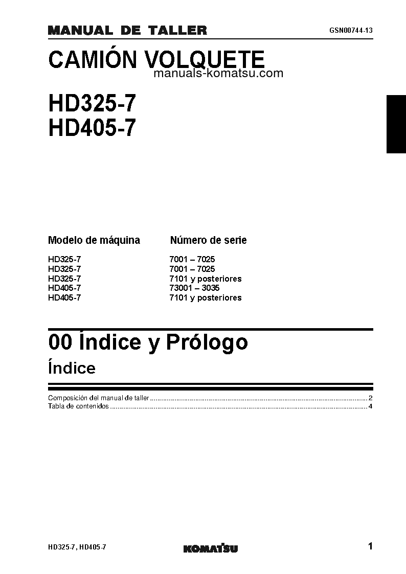 Protected: HD325-7(JPN) S/N 7101-UP Shop (repair) manual (Spanish)