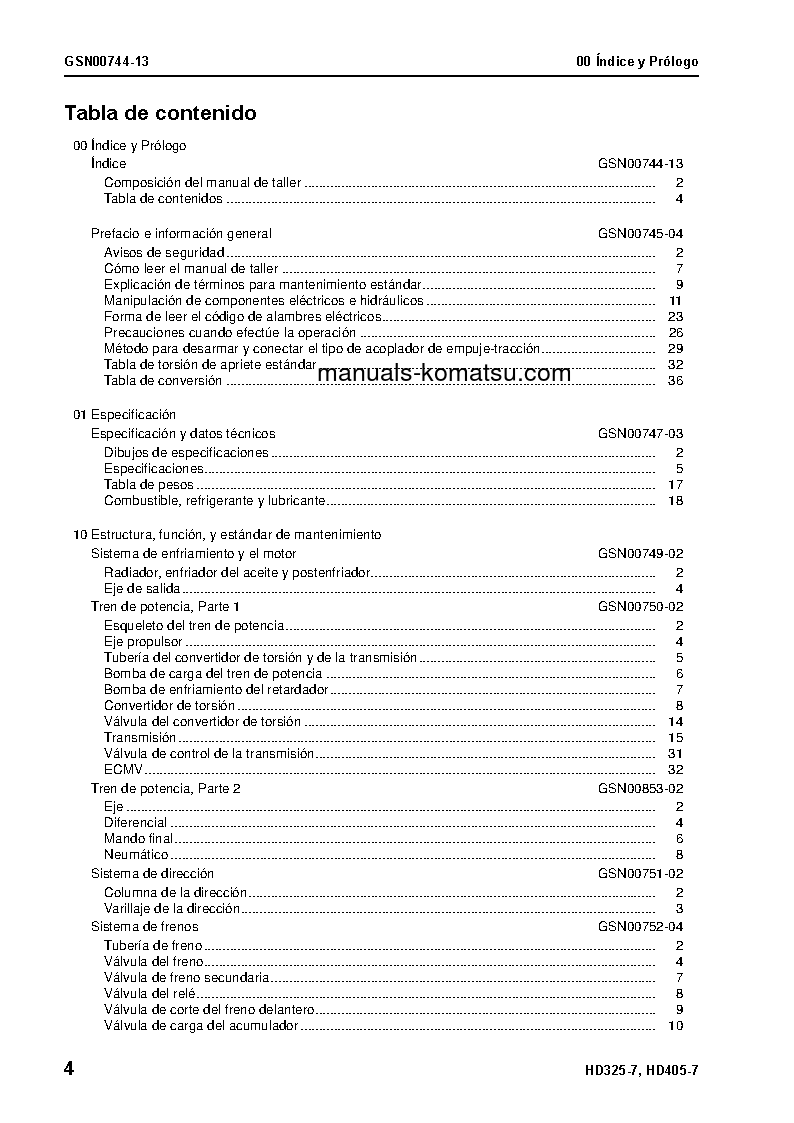 Protected: HD325-7(JPN) S/N 7101-UP Shop (repair) manual (Spanish)