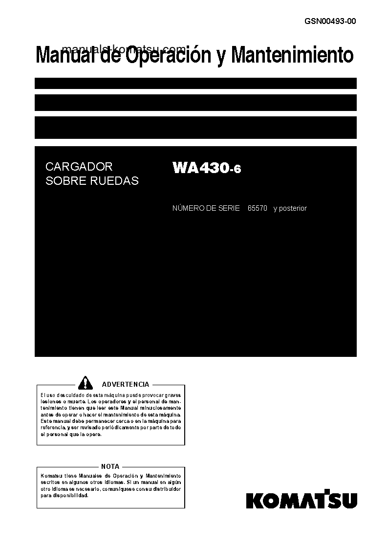 WA430-6(JPN) S/N 65570-UP Operation manual (Spanish)
