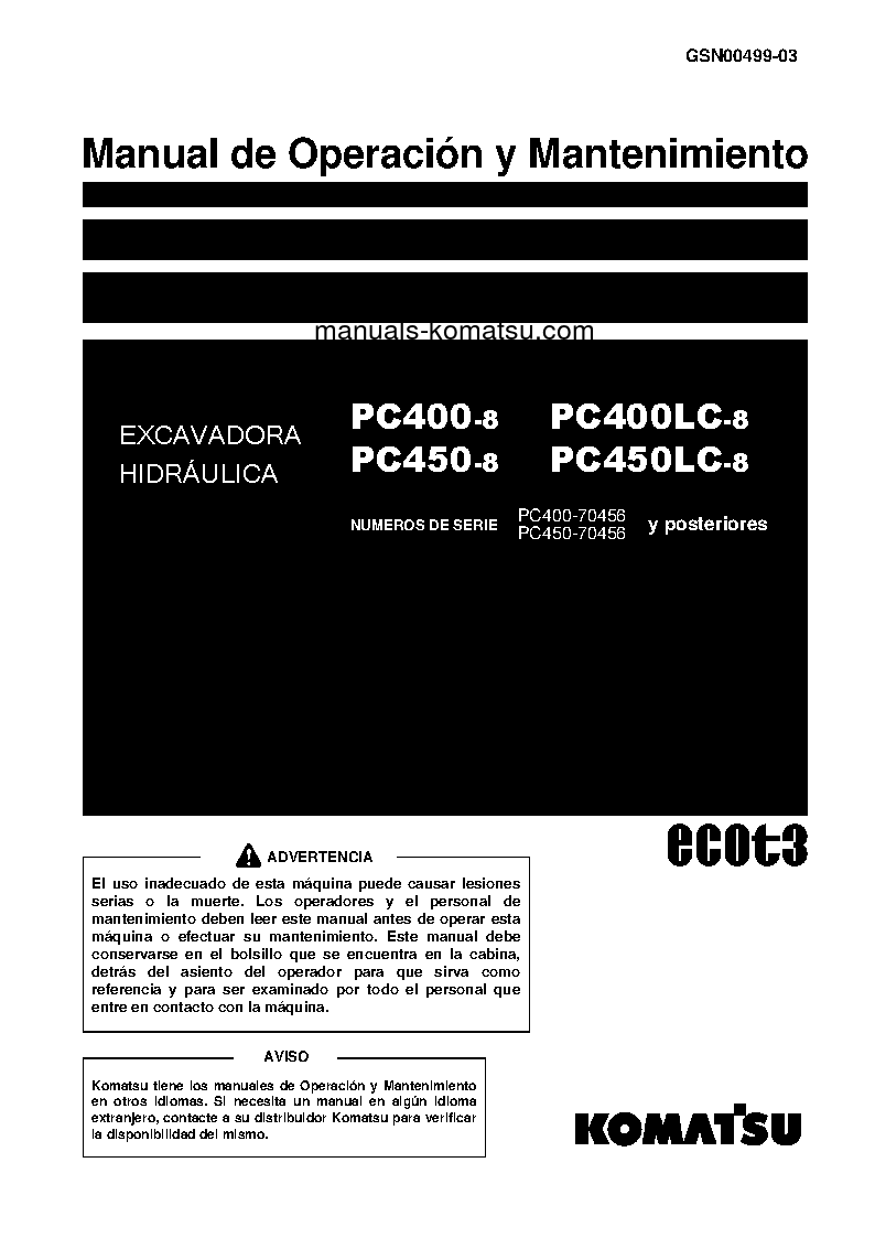 PC450LC-8(JPN) S/N 70456-UP Operation manual (Spanish)