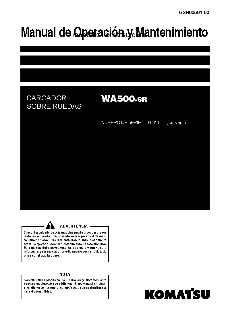 WA500-6(JPN)-R S/N 60011-UP Operation manual (Spanish)