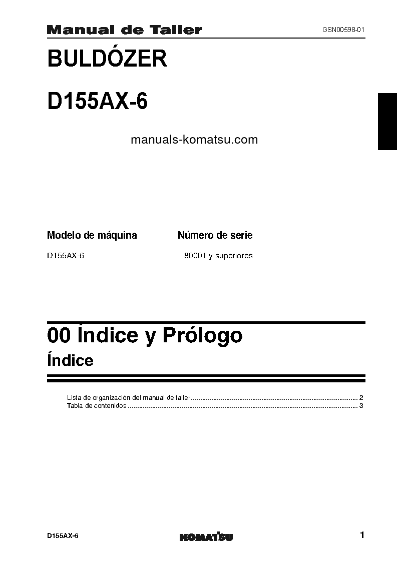 Protected: D155AX-6(JPN) S/N 80001-UP Shop (repair) manual (Spanish)