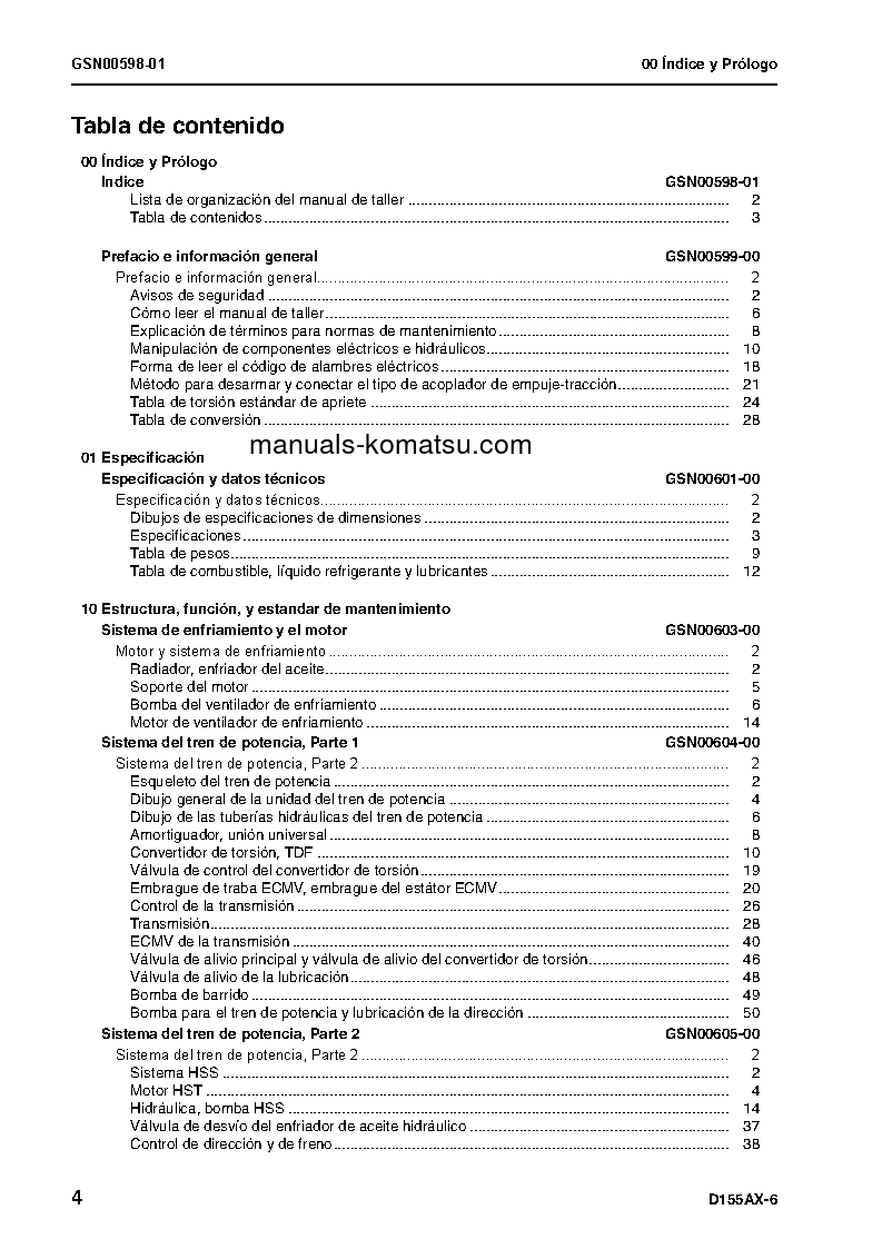 Protected: D155AX-6(JPN) S/N 80001-UP Shop (repair) manual (Spanish)