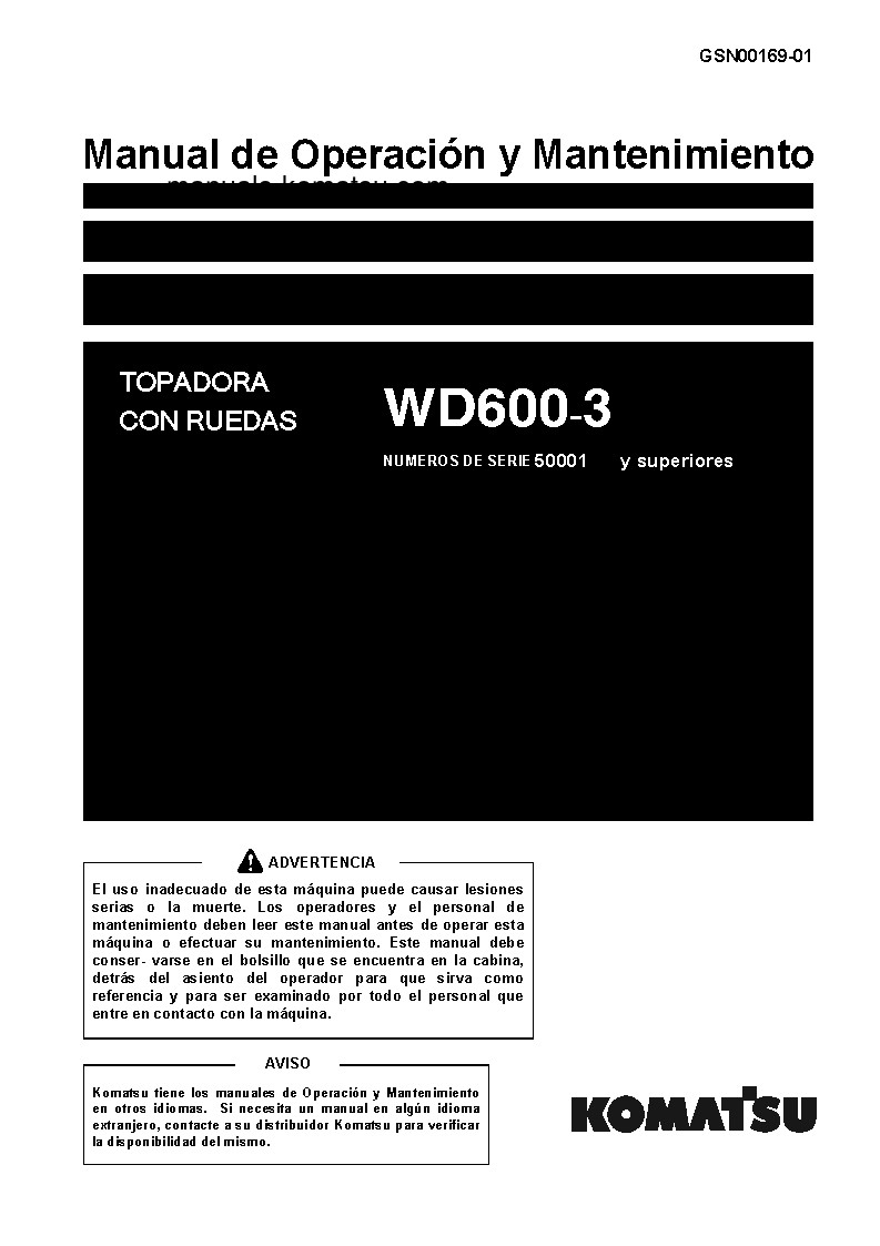 WD600-3(JPN) S/N 50001-UP Operation manual (Spanish)