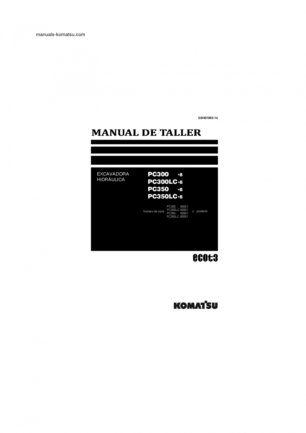 PC350-8(JPN) S/N 60001-UP Shop (repair) manual (Spanish)