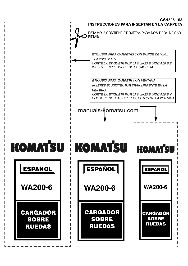 WA200-6(JPN) S/N 70001-UP Shop (repair) manual (Spanish)