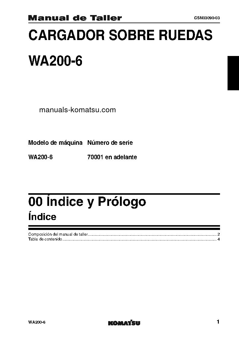 Protected: WA200-6(JPN) S/N 70001-UP Shop (repair) manual (Spanish)