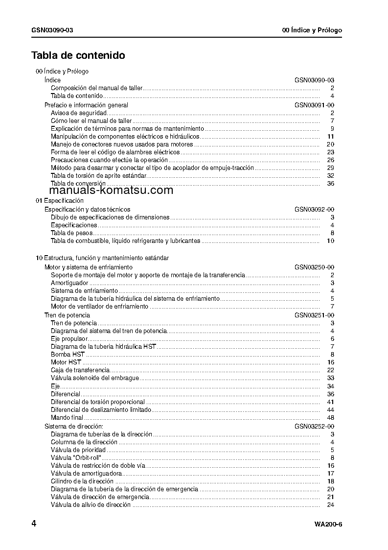Protected: WA200-6(JPN) S/N 70001-UP Shop (repair) manual (Spanish)