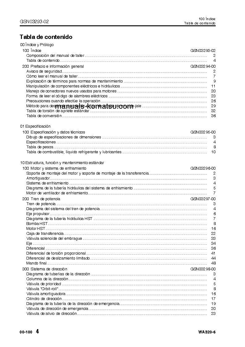 Protected: WA320-6(JPN) S/N 70001-UP Shop (repair) manual (Spanish)