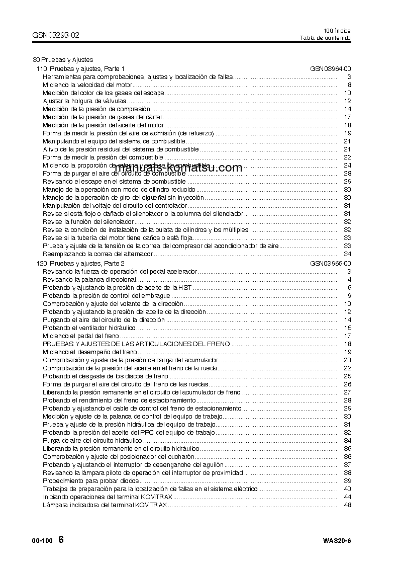 Protected: WA320-6(JPN) S/N 70001-UP Shop (repair) manual (Spanish)